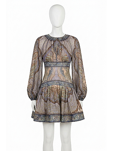 Zimmermann Wanderlust Mini Dress in Tap Blue Multi (view 1)