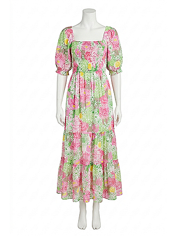 Lilly Pulitzer Hadly Short Sleeve Smocked Maxi Dress in White (view 1)