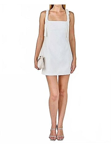 Endless Rose Bow Tie Scoop Neck Mini Dress in White (view 2)