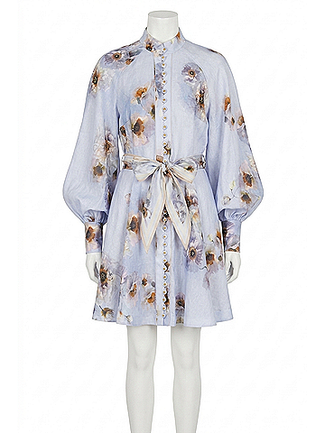 Zimmermann Hypnotic Buttoned Mini Dress in Lilac Poppy (view 1)