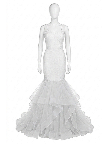 Terani Couture Fitted Mermaid Gown in Ivory/Silver (view 1)