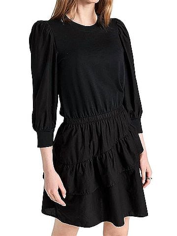 NATION LTD Tenley Ruffled Combo Mini Dress in Jet Black (view 2)