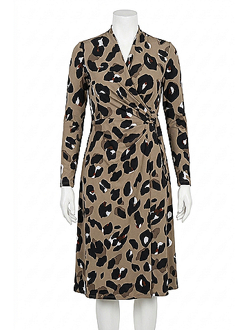 Joseph Ribkoff Animal Print Wrap Dress in Black/Multi (view 1)