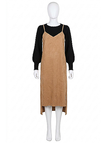 AndTheWhy Greatest Day Ever Faux Suede Dress in Brown (view 1)