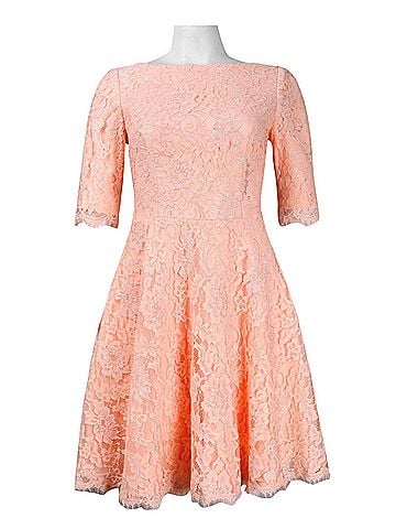 Monique Lhuillier Fit & Flare Short Lace Dress in Petal (view 1)