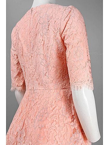 Monique Lhuillier Fit & Flare Short Lace Dress in Petal (view 2)
