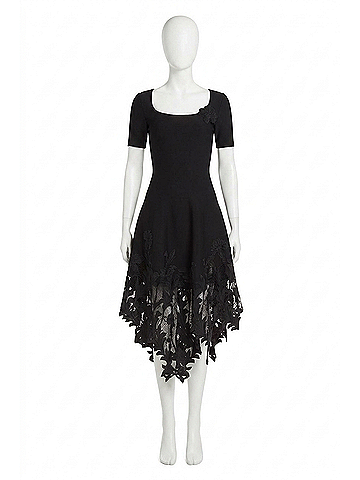 Oscar De La Renta Carnation Guipure Lace Knit Midi-Dress in Black (view 1)