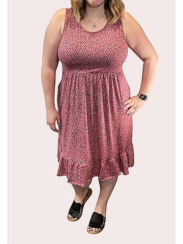Michelle Mae Bailey Ruffle Tank Dress in Pink Dot (view 2)