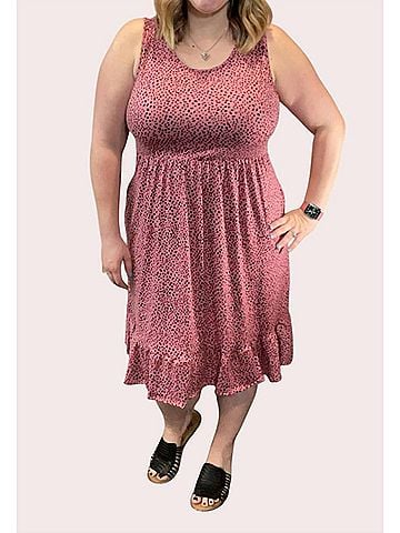 Michelle Mae Bailey Ruffle Tank Dress in Pink Dot (view 2)