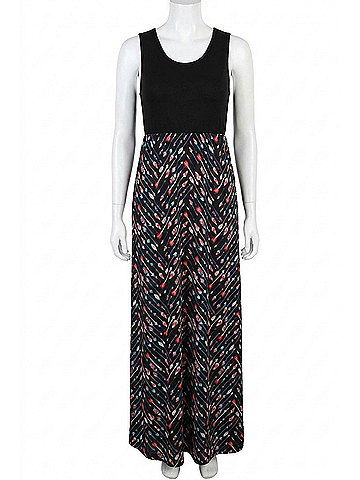Michelle Mae Black Arrows Maxi Dress in Black (view 1)
