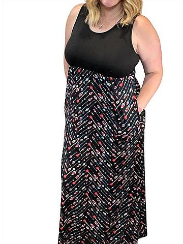 Michelle Mae Black Arrows Maxi Dress in Black (view 2)