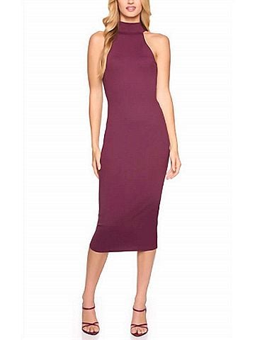 Susana Monaco Mock Neck Midi Dress in Malbec (view 2)