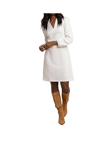 Southern Tide Oren Quilted Long Sleeve Dress in Sand White (view 2)