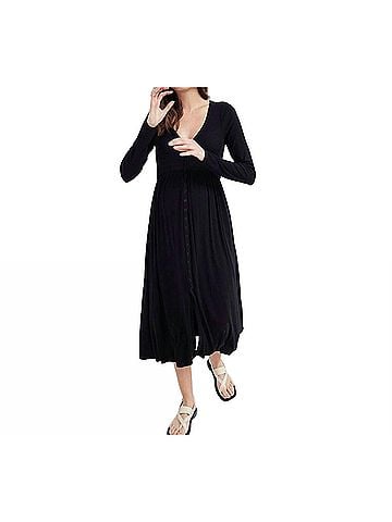 Hatch The Softest Rib Nursing Maxi Dress in Black (view 2)