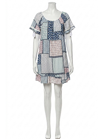 Kori America Folklore Tassel Mini Swing Dress in Sea Blue (view 1)