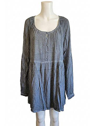 Mystree Boho Tunic Dress in Denim Blue (view 1)