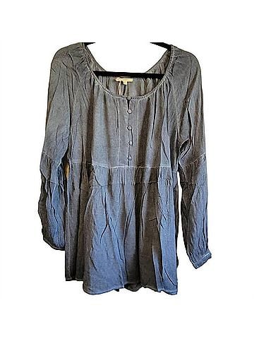 Mystree Boho Tunic Dress in Denim Blue (view 2)