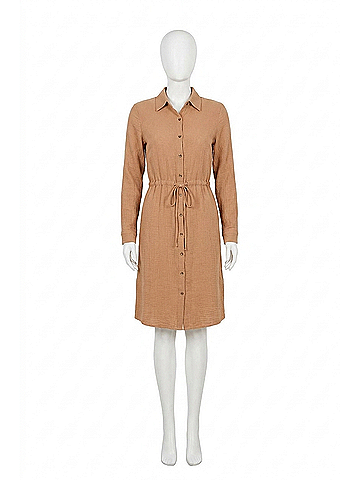 Hem & Thread Tied Cotton Gauze Stud Shirt Dress in Copper (view 1)