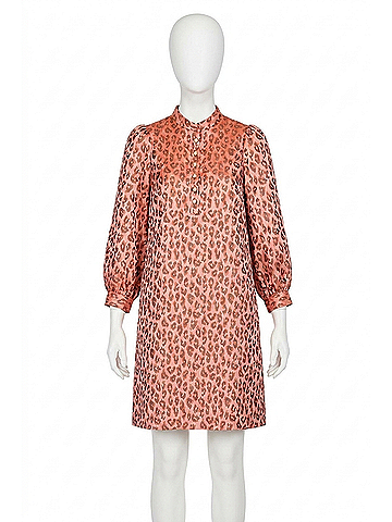 Jade Button Chemise Dress in Cheetah Brocade (view 1)