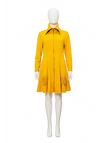 Samuel Dong Women's Knit Crepe Zip Dress in Yellow (view 1)