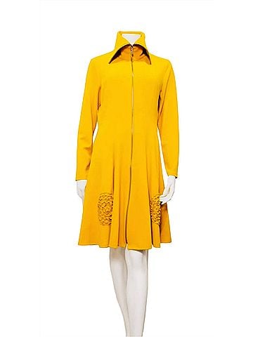 Samuel Dong Women's Knit Crepe Zip Dress in Yellow (view 2)
