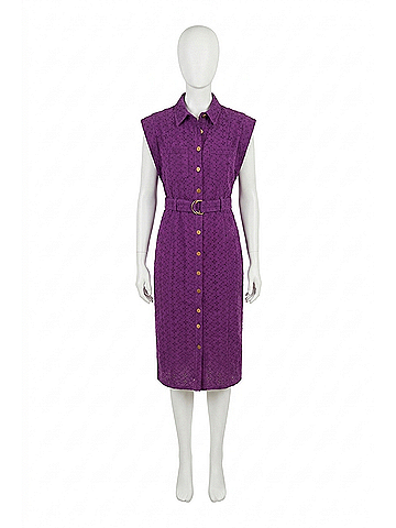 Allison Avril Eyelet Twill Dress in Eggplant (view 1)