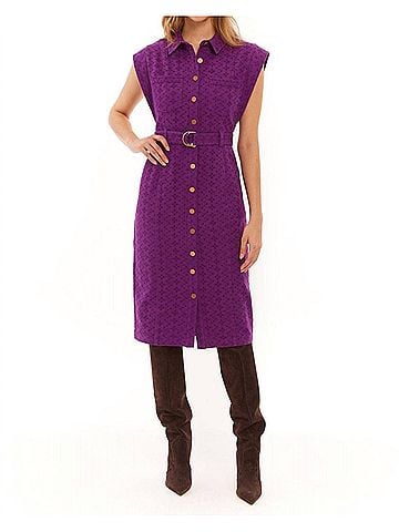 Allison Avril Eyelet Twill Dress in Eggplant (view 2)