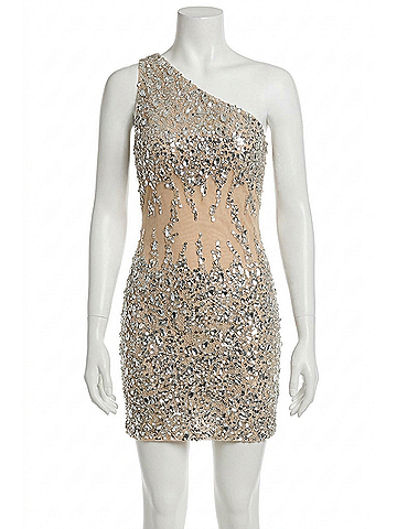 Mac Duggal Sylva Dress in Nude/Silver (view 1)