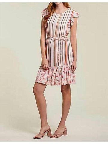 Tribal Ruffled Contrast Print Dress in Lollipop (view 2)