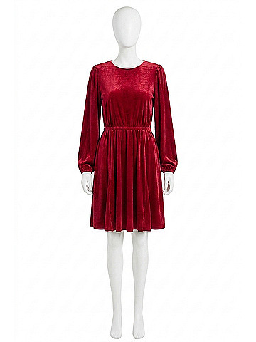 Jodifl Angelica Long Sleeve Velvet Mini Dress in Burgundy (view 1)