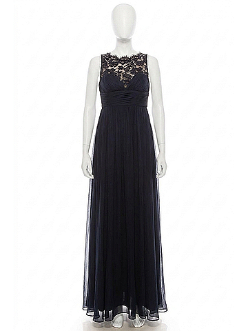 Aidan Mattox Floral Lace Neck A Line Formal Dress in Twilight (view 1)