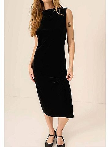 Project Social T Heading Out Velvet Dress in Black (view 2)