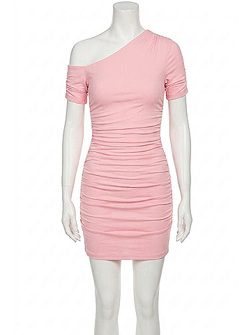 Susana Monaco One Shoulder Off Shoulder Dress in Ballerina Pink (view 1)