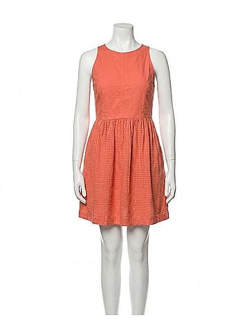 Lilla P Eyelet High Neck Mini Dress in Terracotta (view 1)