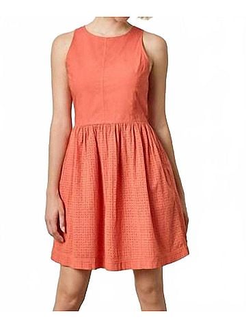 Lilla P Eyelet High Neck Mini Dress in Terracotta (view 2)