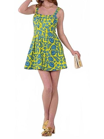 Emily McCarthy Constance Dress in Yellow Blue Floral (view 2)