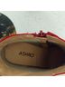 ASHRO 100% Suede Animal Print Red Ankle Boots Size 8 - photo 3