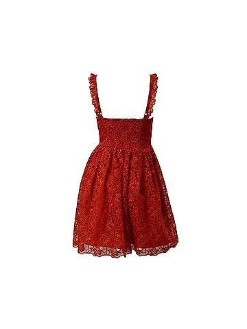 Anthropologie Ruffle Strap Corset Lace Mini Dress Casual Dress (view 2)