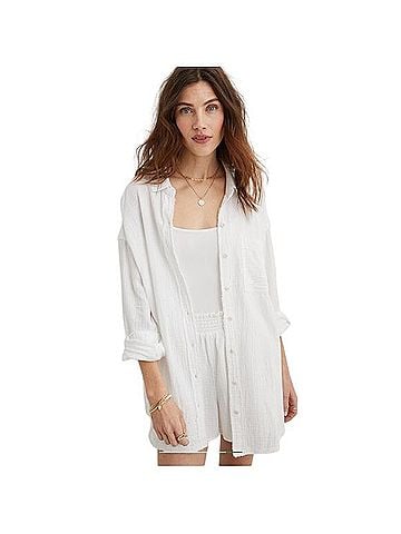 American Eagle Outfitters Gauzy Coverup Shirt Long Sleeve Button-Down Shirt (view 1)