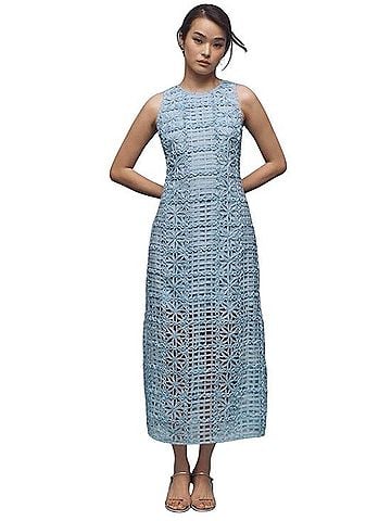 Anthropologie Light Blue Crochet Maxi Dress Casual Dress (view 1)