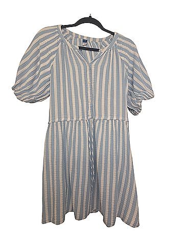 Old Navy Waist-Defined Puff-Sleeve Printed Mini Shirt Dress Casual Dress (view 1)