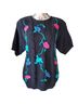 Victoria Jones Floral Black Teal Pullover Sweater Size M (petite) - photo 1