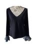 Chetta B Solid Black Blouse Size M - photo 1