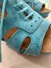 John Fluevog 100% Leather Teal Wedges Size 8 - photo 6