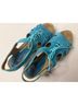John Fluevog 100% Leather Teal Wedges Size 8 - photo 12