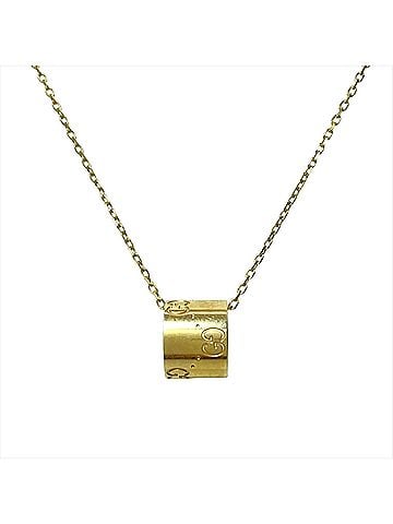 Gucci Gucci GG Logo Icon Ring Necklace, 18K Yellow Gold, 7.7g, Women's (view 1)
