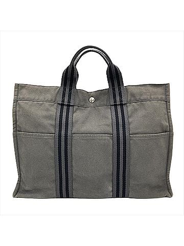 Hermès Hermes Fourre-Tout MM Tote Bag, Cotton, Gray, Silver Hardware, Men's & Women's (view 1)