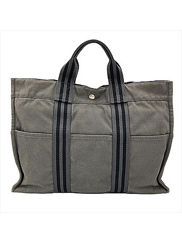Hermès Hermes Fourre-Tout MM Tote Bag, Cotton, Gray, Silver Hardware, Men's & Women's (view 2)