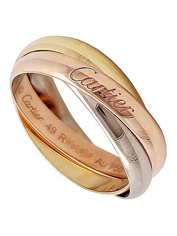 Cartier Cartier Trinity SM Ring, Size #49, 18K Yellow Gold (4.7g), Pink (18K White Gold), 3 Colors (Yellow, Pink, White), Women's. (view 1)