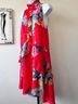 H&M 100% Polyester Floral Red Orange Casual Dress Size 10 - photo 4